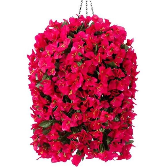 Artificial Bougainvillea Faux Flowers Plants Baskets for Outdoor Outside Summer - Picture 7 of 7
